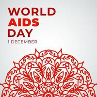 1 December world aids day banner or card template and background with mandala vector