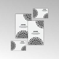Ilustración de vector de ornamento de páginas de folleto de plantilla. elementos tradicionales islámicos, árabes, indios, de portada. tarjeta retro decorativa para impresión o diseño web, salón de spa, estudio de yoga.