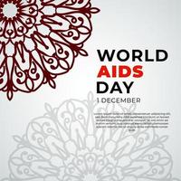 1 December world aids day banner or card template and background with mandala vector