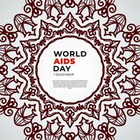 1 December world aids day banner or card template and background with mandala vector