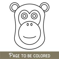 cara divertida de babuino para colorear, el libro para colorear para niños en edad preescolar con un nivel de juego educativo fácil, medio. vector