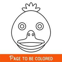 Funny Duckling Face to be colored, the coloring book for preschool kids with easy educational gaming level, medium. vector