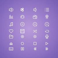 Simple Set of Music Related Vector Line Icons. Contains such Icons as Guitar, Treble Clef, In-ear Headphones, Trumpet and more.