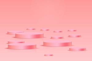 Background vector 3d pink render with podium pink 3d and minimal pink  wall scene, minimal podium pink  background 3d rendering abstract stage gray. Stage render for product on white podium studio