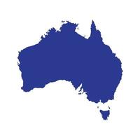 Mapa de Australia azul sobre fondo blanco. vector