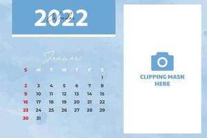 Monthly calendar template for 2022 year. Week Starts on Sunday. Wall calendar in a minimalist style. vector