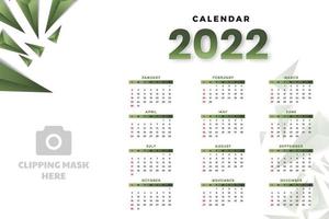 plantilla de calendario mensual para el año 2022. la semana comienza el domingo. Calendario de pared de estilo minimalista. vector