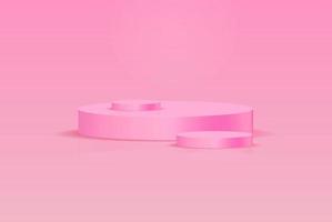 vector de fondo 3d render rosa con podio rosa 3d y escena de pared rosa mínima, podio mínimo fondo rosa representación 3d gris escenario abstracto. Procesamiento de escenario para producto en estudio de podio blanco