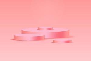 Background vector 3d pink render with podium pink 3d and minimal pink  wall scene, minimal podium pink  background 3d rendering abstract stage gray. Stage render for product on white podium studio