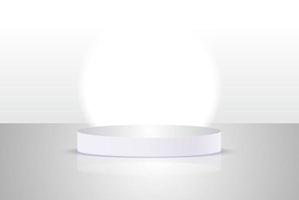 Background vector 3d gray render with podium white 3d and minimal white wall scene, minimal podium white background 3d rendering abstract stage gray. Stage render for product on white podium studio