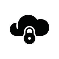 cloud lock glyph icon vector