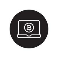 laptop bitcoin glyph icon vector