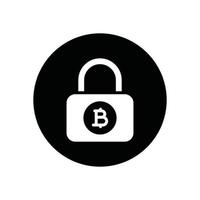 lock bitcoin glyph icon vector