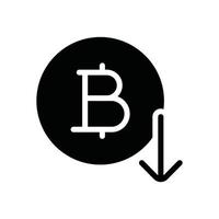 bitcoin down glyph icon vector