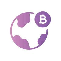 bitcoin world gradient icon vector