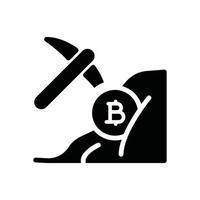 mining bitcoin glyph icon vector