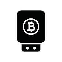 icono de glifo usb bitcoin vector