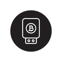 bitcoin usb glyph icon vector