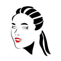 icono de logotipo de rostro de mujer en vector de fondo blanco