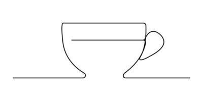 Continuous line art or One Line Drawing of coffee,warm. and Coffees cup shop concept vector