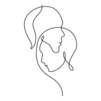 Couple in love with continuous line drawing vector illustration minimalist design of romantic minimalism theme.