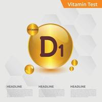 conjunto de colección de gotas de icono de vitamina d1, colecalciferol. gota de oro gota del complejo vitamínico. médico para la ilustración de vector de salud