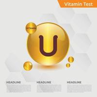 Vitamin U icon Drop collection set, cholecalciferol. golden drop Vitamin complex drop. Medical for heath Vector illustration