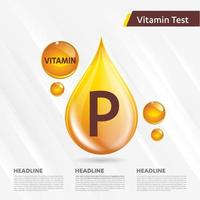 Vitamin P icon Drop collection set, cholecalciferol. golden drop Vitamin complex drop. Medical for heath Vector illustration