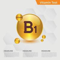 conjunto de colección de gotas de icono de vitamina b1, colecalciferol. gota de oro gota del complejo vitamínico. médico para la ilustración de vector de salud