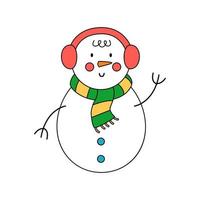 Cute cartoon snowman isolated on white background. vector