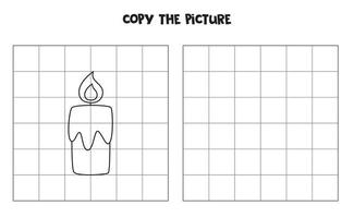 Copy the picture of cartoon candle. Logical game for kids. vector