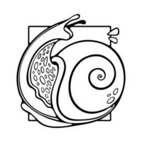 Hand-drawn Vector of Common grape Snail. Stylized Outline Slug with radial shell. Vector illustration isolated on white background. Perfect for design label, logo, cosmetic cream.