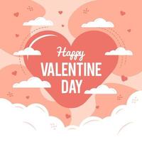 Happy Valentine Day Greetings in the Heart shape flying in the sky vector