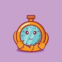 cute stopwatch mascot with sad gesture isolated cartoon in flat style