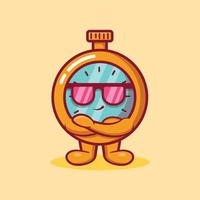 super cool stopwatch mascot isolated cartoon in flat style