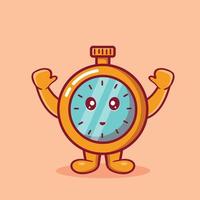 cute stopwatch mascot smile isolated cartoon in flat style vector