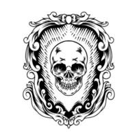 Skull Head With Vintage Frames Silhouette vector