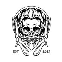 Barber Skull Mascot Silhouette vector