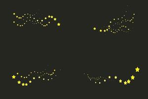 Abstract Falling Star Vector Black Shooting Star with Elegant Star Trail on Black Background. Yellow, gold, orange sparkles symbols vector.