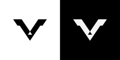 letter V VV minimalist art monogram arrow shape logo, white color on black background vector