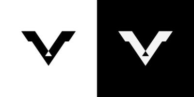 letter V VV minimalist art monogram arrow shape logo, white color on black background vector