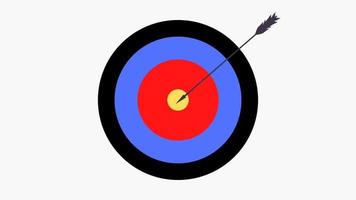 Ícone do objetivo 2d. símbolo de estratégia de segmentação de marketing. apontar o alvo com o sinal de seta. tiro com arco ou estratégia de gol. o ícone colorido no botão do círculo. ícone de marketing. ícone de alvo de objetivo animado. video