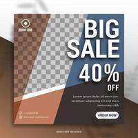 Big sale social media post template. Square banner for branding and promotion of clothing, fashion, automotive, finance, and other business products. Use for other social media banners. vector