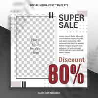 Super sale social media post template square banner for branding and promotion of clothing, fashion, automotive, finance, and other business products vector
