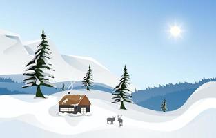 hermoso paisaje en invierno este año vector