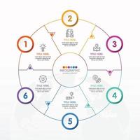 Plantilla de infografía de círculo básico con 6 pasos, proceso u opciones, gráfico de proceso. vector