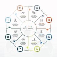 Basic circle infographic template with 8 steps. vector