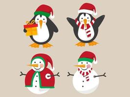 Flat design christmas characters collection  vector
