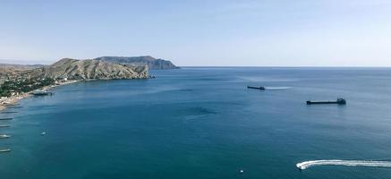 Panorama The bay of Sudak city, Crimea photo