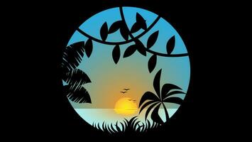 sunrise illustration vector on circular shape